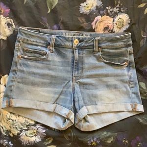 American Eagle Midi Cuffed Denim Shorts